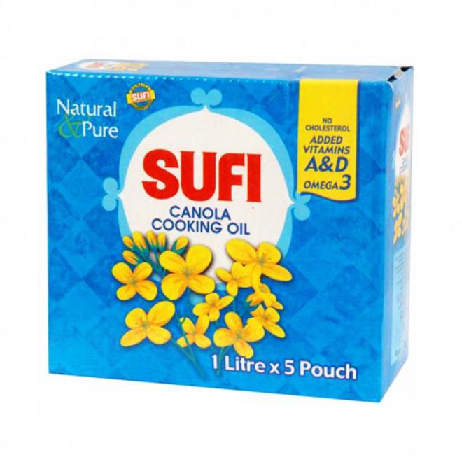 Sufi Canola Cooking Oil 1Ltr x 5 Poly Bag