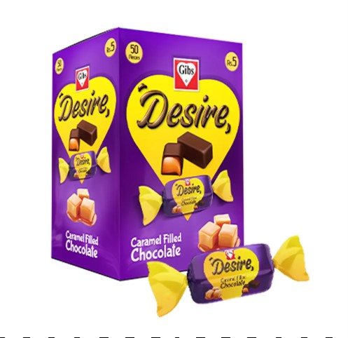 Gibs Desire Caramel ChocolateRs.5*50Pcs