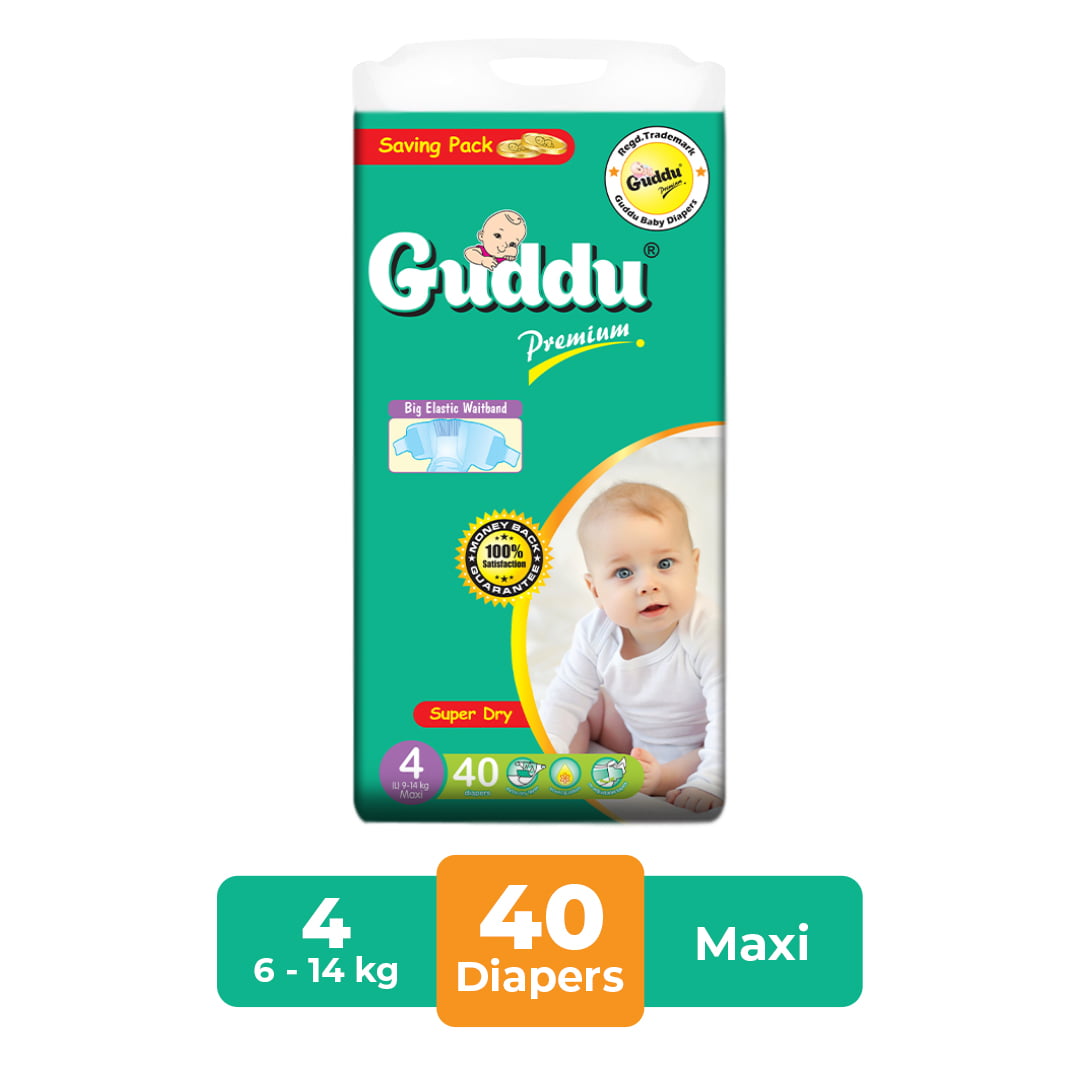 Guddu Premium Size 4 | 40 diapers | Maxi | 6 – 14 kg |