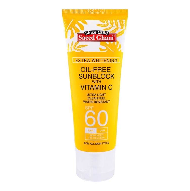 Saeed Ghani Extra Whitening Vitamin C Oil-Free Sun Block SPF60, 60ml