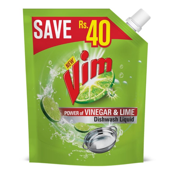 Vim Power of Vinegar &amp; Lime Dishwash Liquid – 170ml Pouch