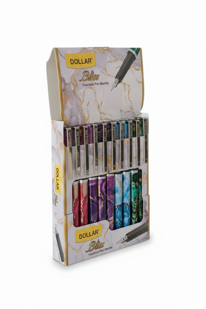 Dollar Bliss Fountain Pen – Marble Design (10 Pcs)