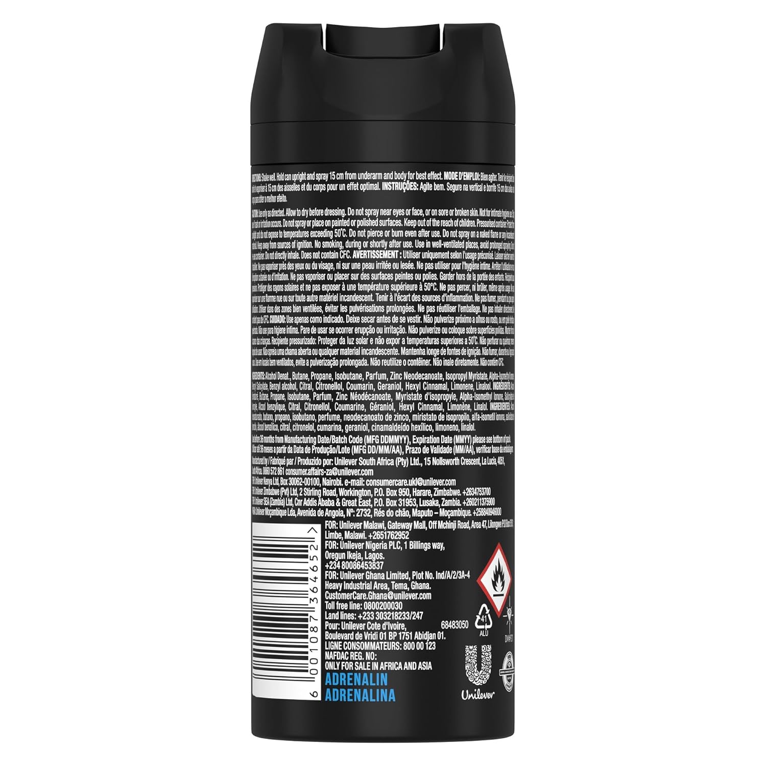 AXE Adrenalin Deodorant Body Spray – 48H Fresh -150 ML-