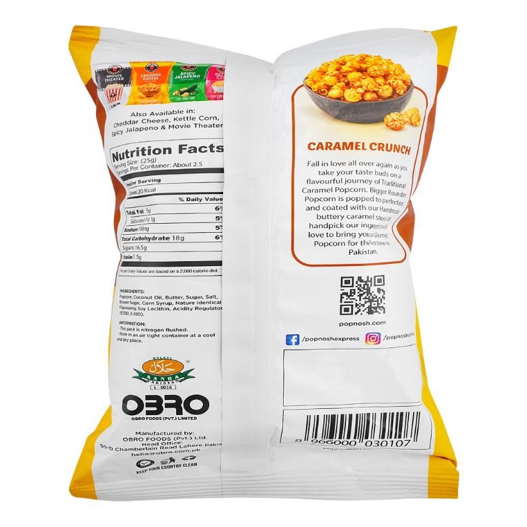 Pop Nosh Caramel Crunch Pop Corn, 60g