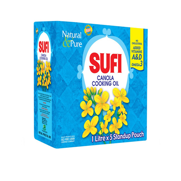 Sufi Canola Cooking Oil 1Ltr x 5 Poly Bag
