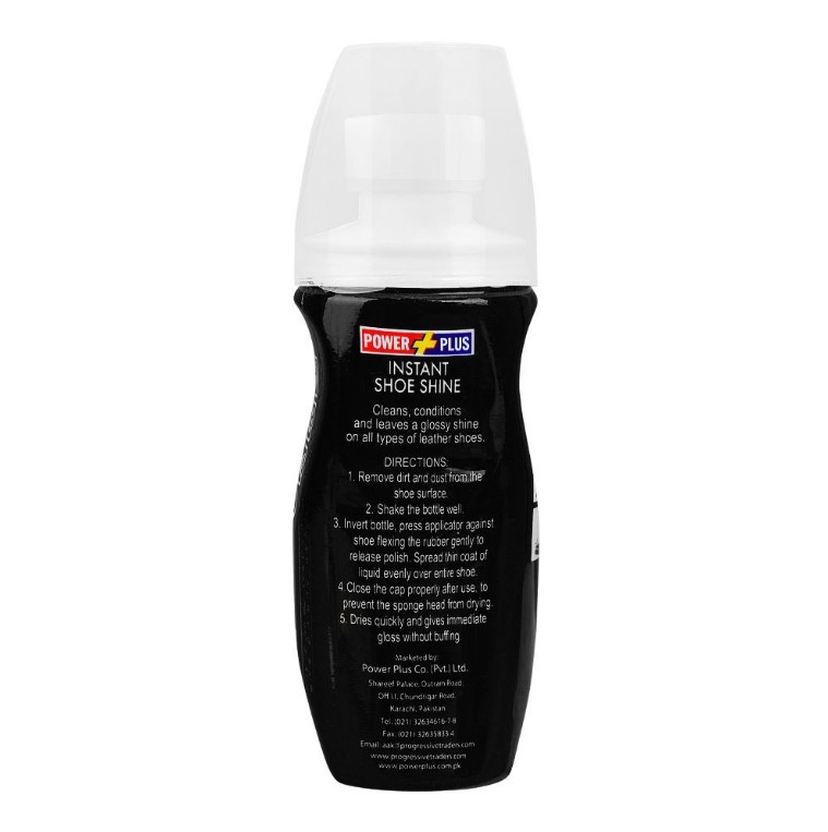 Power Plus Black Shoe Polish Liquid, 75ml