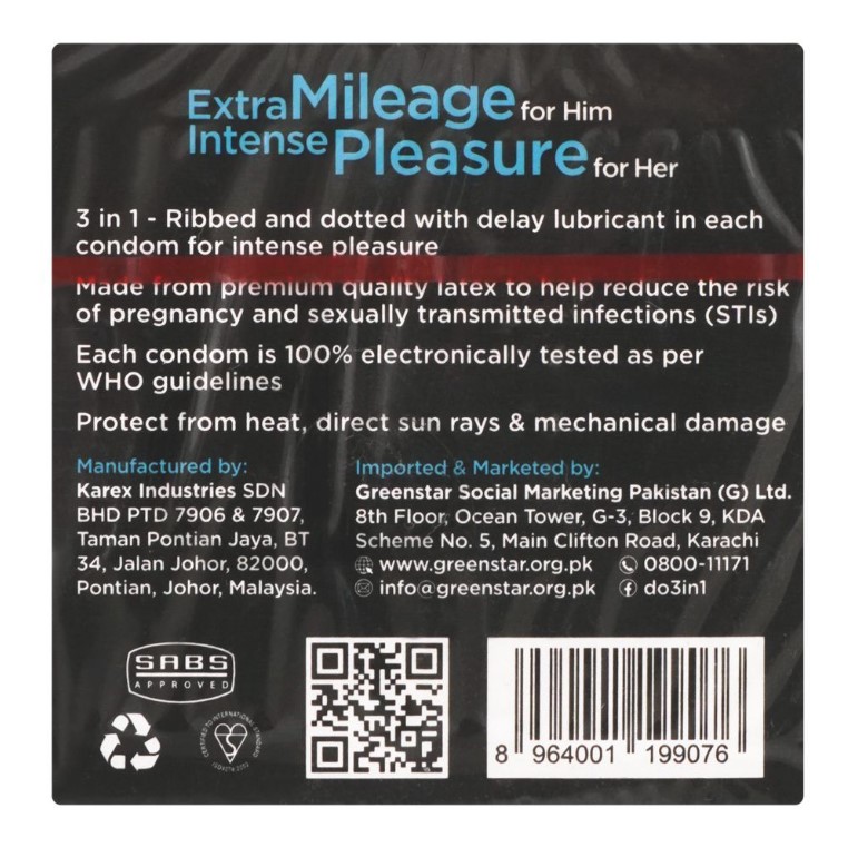 DO What You Love 3-In-1 Intense Pleasure Condoms, 3-Pack