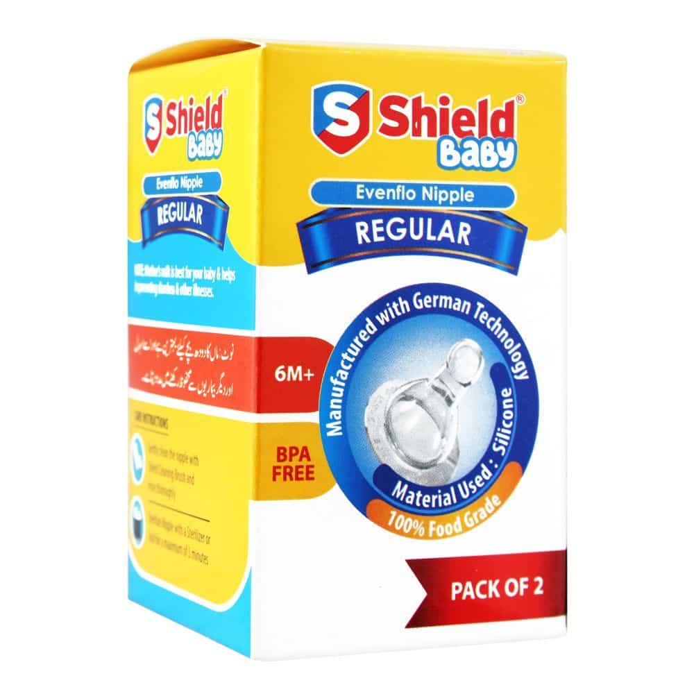 Shield Evenflo Silicone Nipple, 2-Pack, Regular, 6M+