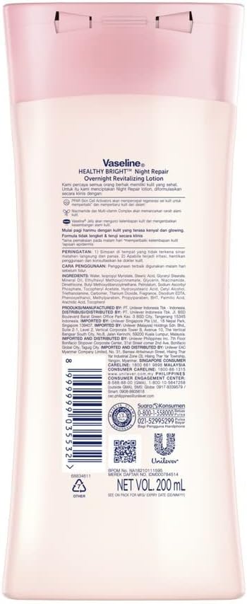 Vaseline Vaseline Body Lotion, Healthy Bright Series, Night Repair, 6.8 fl oz 200 ml