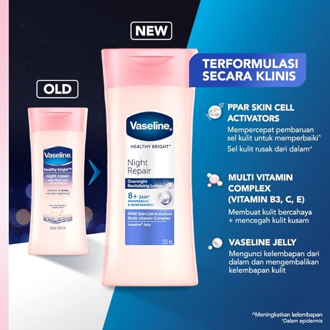 Vaseline Vaseline Body Lotion, Healthy Bright Series, Night Repair, 6.8 fl oz 200 ml