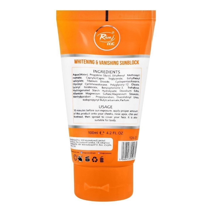 Rivaj Whitening &amp;amp;amp; Vanishing Sunblock, SPF-60, 100ml