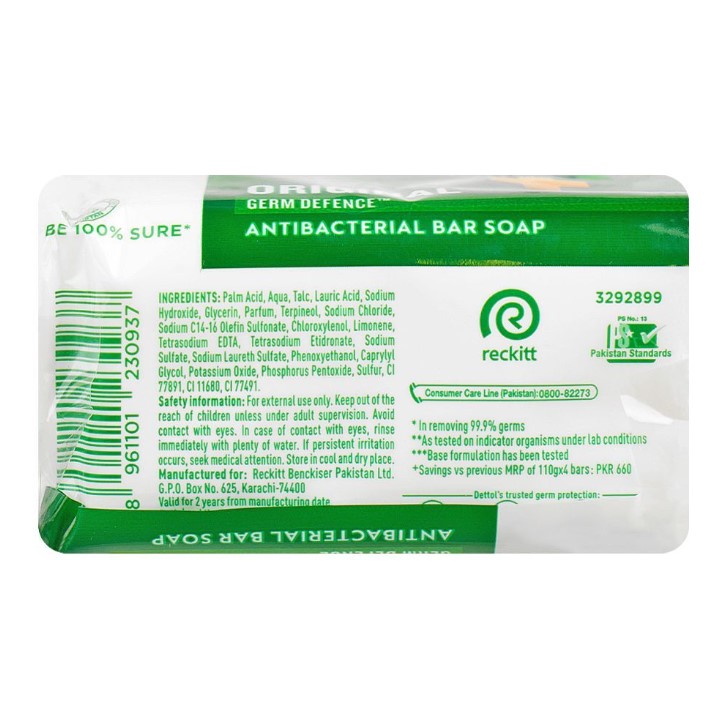 Dettol Antibacterial Soap Original Packet of 4 x 110g