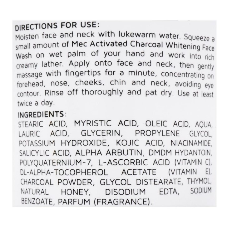 Mec Whitening Activated Charcoal Face Wash, 100g