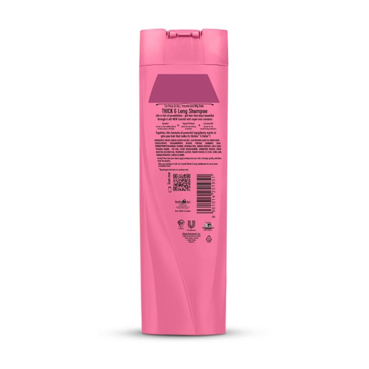 Sunsilk Thick &amp; Long Keratin Yogurt Protein &amp; Coconut Oil Shampoo, 360ml