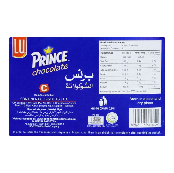 LU Prince Chocolate Sandwich Biscuits – 6 Snack Packs