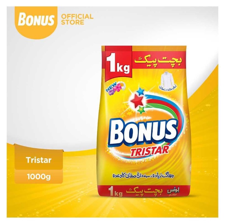 Bonus Tri Star Detergent Powder – 1000g