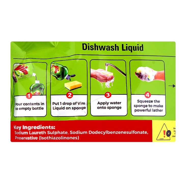 Vim Power of Vinegar &amp; Lime Dishwash Liquid – 170ml Pouch
