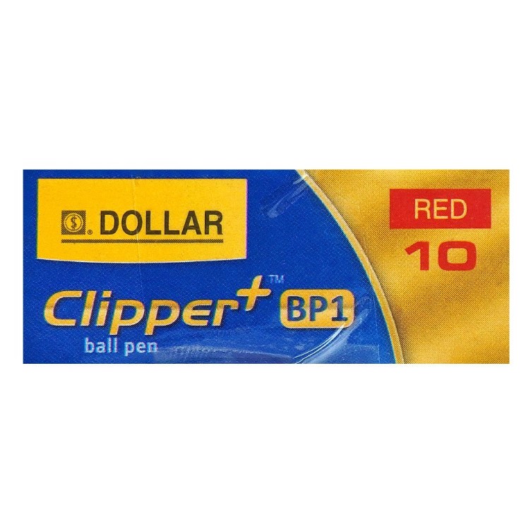 Dollar Clipper+BP1 Super Smooth Ball Pen F 0.8, Red, 10-Pack, BPCL5
