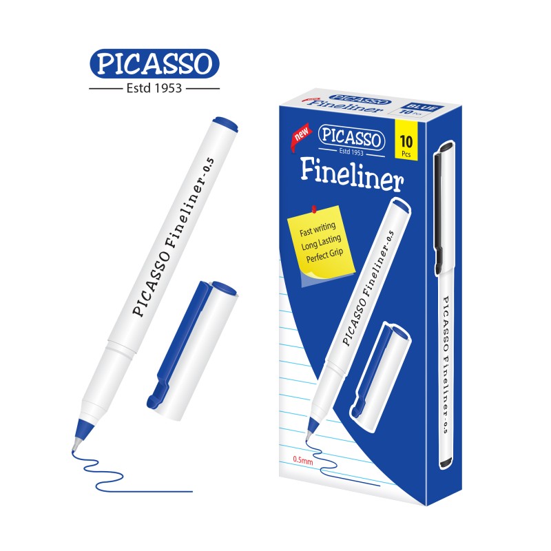 Picasso Pointer Blue Fineliner 0.5mm – PF02CB (Pack of 10)