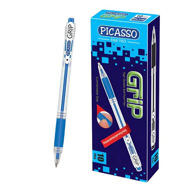 Picasso Grip Ball Pen – Blue (10 Pieces Box)
