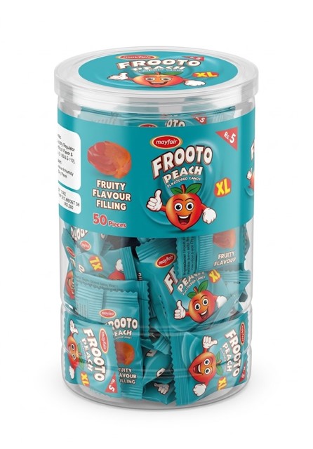 Mayfair Frooto XL Peach Flavoured Candy 50 Pieces Pack Rs. 5/- Each