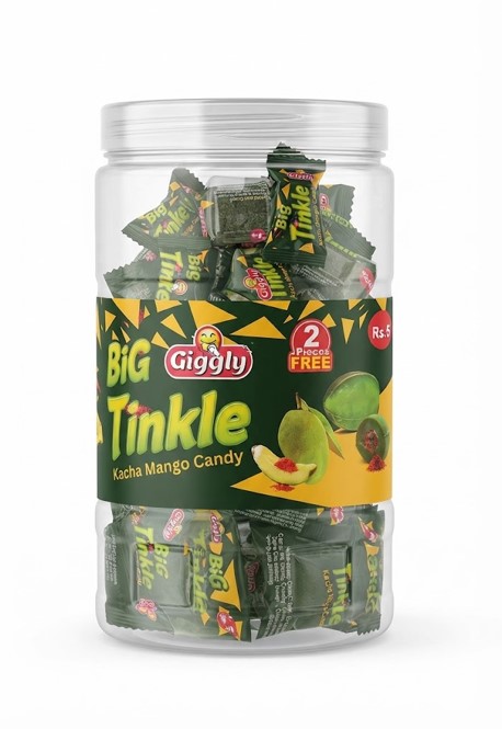Giggly Big Tinkle Kacha Mango Candy – 50 Pcs Jar