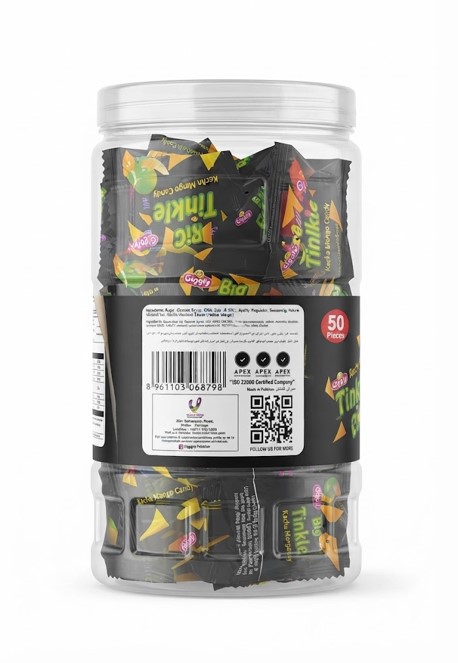 Giggly Big Tinkle Kacha Mango Candy – 50 Pcs Jar