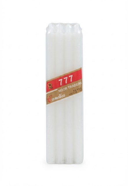 777 Noor Traders White Candles – Pack of 8 Pcs