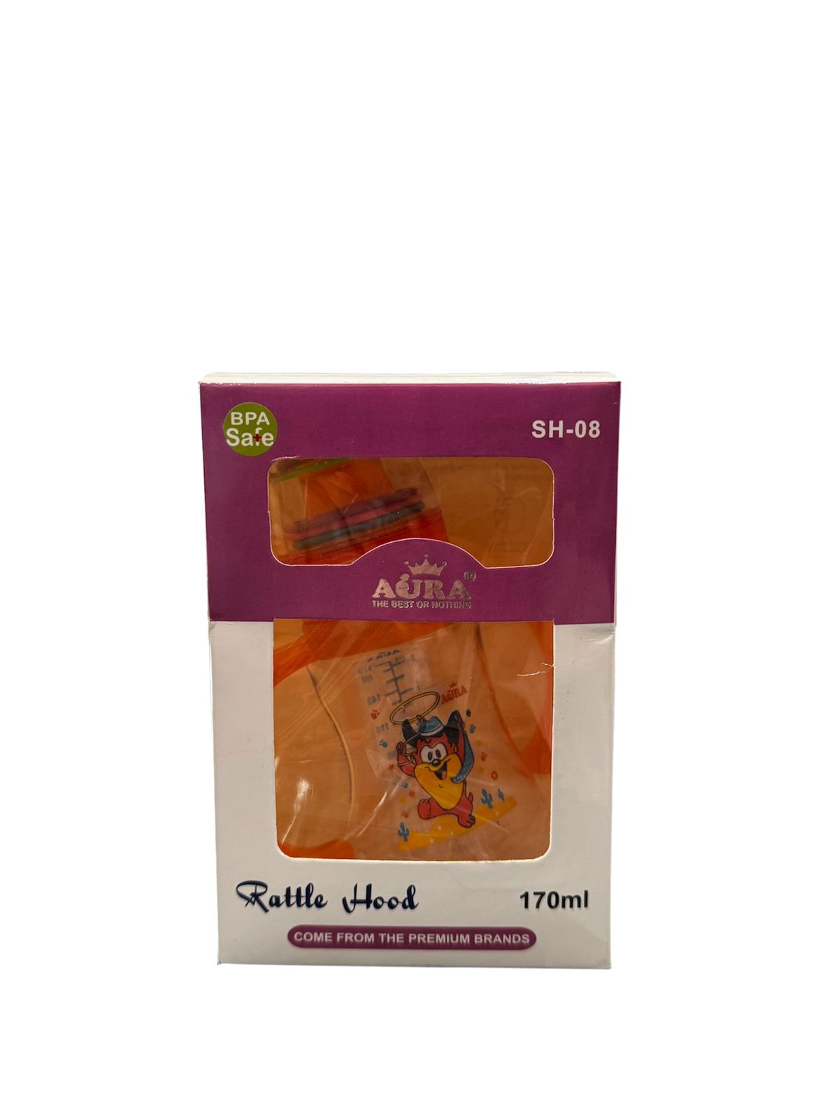 Aura Rattle Hood Baby Feeder Bottle – 170ml (BPA Safe)