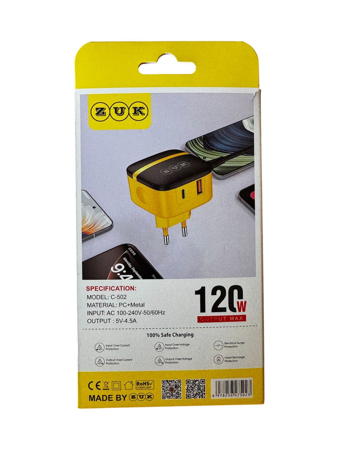 ZUK 120W Ultra Fast Travel Adapter (C-502)